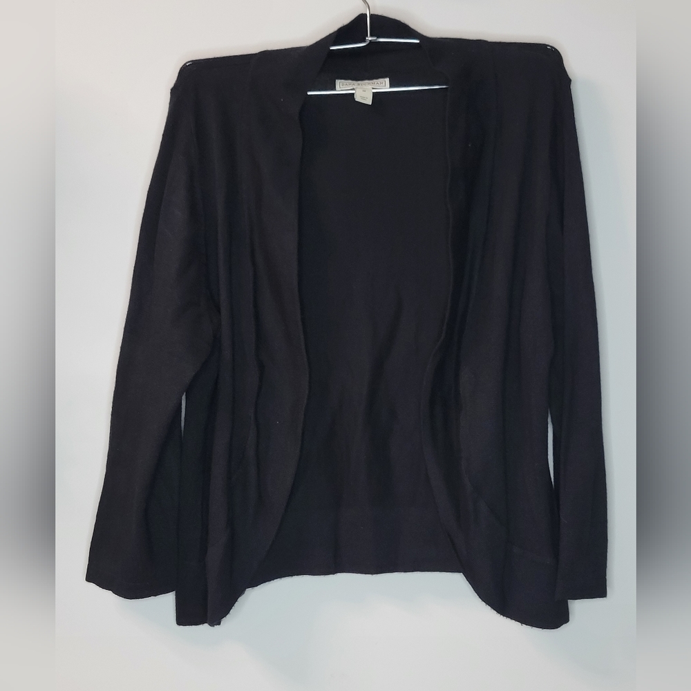 Dana Buchman Black Rayon Sweater Open Cardigan Jacket Cover Up Sz M